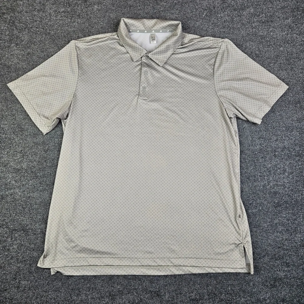 Adidas Golf Ultimate 365 Polo Shirt Mens XL Gray Polo-Dot Print Short Sleeve UPF